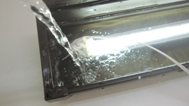 防水タイプのLED蛍光灯を水中へ